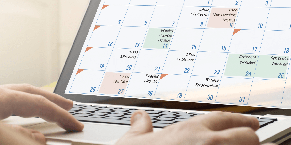 Person using a color-coded digital calendar with scheduled events and deadlines for effective time blocking | Tinkering Prod